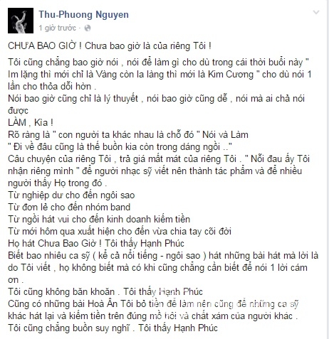 ca sĩ Thu Phương, scandal Thu Phương, Thu Phương và Tuấn Hưng