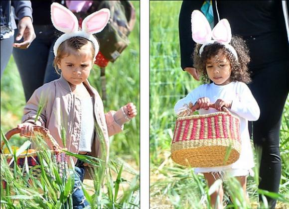 con gái Kim Kardashian đi tìm trứng Phục sinh,ngày lễ Phục sinh của con gái Kim Kardashian,con gái Kim Kardashian đi chơi cùng chị họ