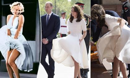 Công nương Kate,Công nương Anh,Kate Middleton,Công nương Kate hớ hênh,Công nương Kate bị gió tốc váy