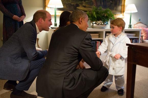 Hoàng tử nhí nước Anh,Hoàng tử George,Hoàng tử George đón Tổng thống Mỹ