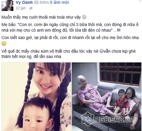 Vy Oanh, Vy Oanh về nước, mẹ Vy Oanh, con trai Vy Oanh