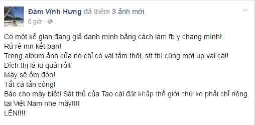 Đàm Vĩnh Hưng,sao Việt,Đàm Vĩnh Hưng bị giả mạo Facebook,sao Việt bị giả mạo mạng xã hội