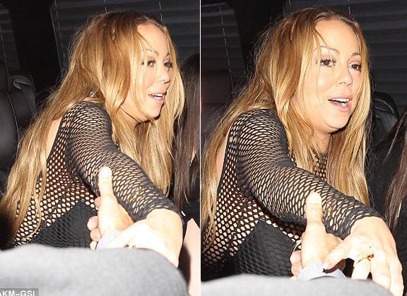Mariah Carey, ca sĩ Mariah Carey, Mariah Carey mặc váy lưới, Mariah Carey hớ hênh, Mariah Carey đi hộp đêm, sao ngoại