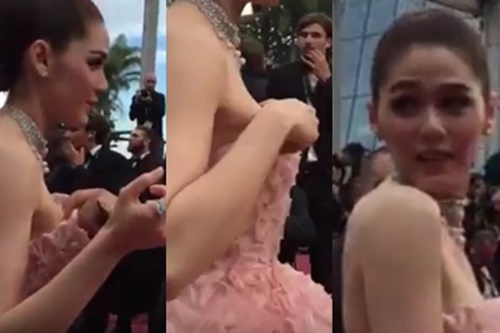 Chompoo Araya, Chompoo Araya bị tụt váy, mỹ nhân thái Chompoo Araya, sao thái,  thảm đỏ Cannes, liên hoan phim cannes 2016