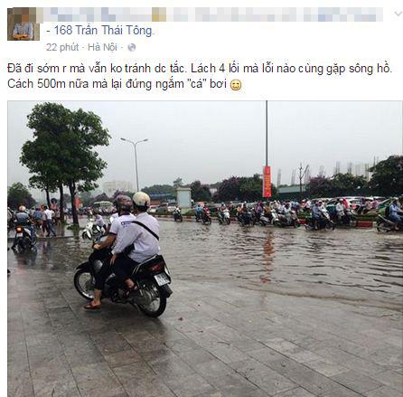 ngập sâu ở Hà Nội, ngập lụt, giới trẻ, ảnh giới trẻ, mưa lớn ở Hà Nội, giới trẻ chia sẻ ảnh ngập lụt