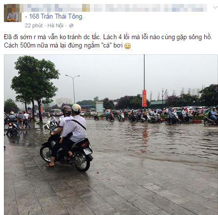 ngập sâu ở Hà Nội, ngập lụt, giới trẻ, ảnh giới trẻ, mưa lớn ở Hà Nội, giới trẻ chia sẻ ảnh ngập lụt