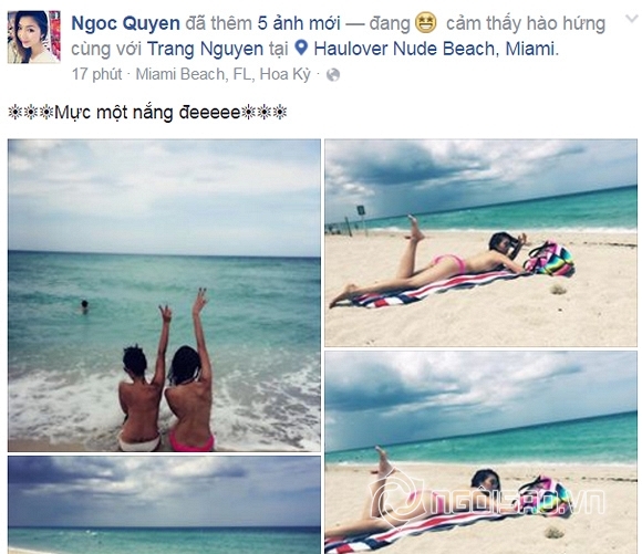 Ngọc Quyên, Ngọc Quyên bikini, Ngọc Quyên hở bạo, Ngọc Quyên tắm nắng, Ngọc Quyên không mặc áo bikini, sao việt