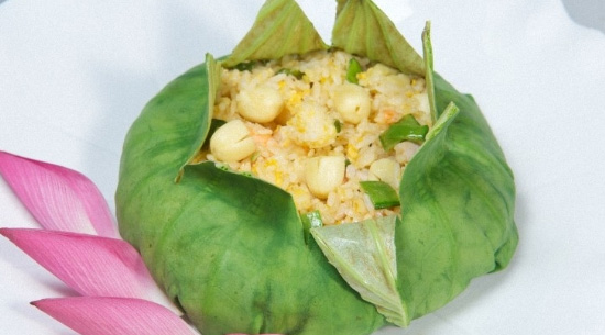 món ngon, cơm gà hấp sen, cơm gà sen