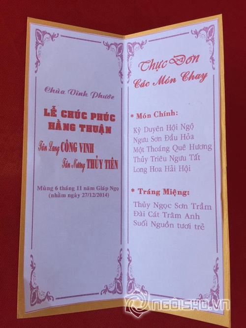 sao việt, đám cưới sao Việt, thực đơn trong đám cưới sao Việt, MC Thanh Bạch, vợ chồng Thủy Tiên, Thanh Bùi, showbiz Việt 
