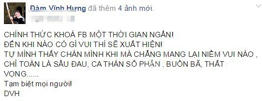 Đàm Vĩnh Hưng, Đàm Vĩnh Hưng khóa  facebook, ca sĩ Đàm Vĩnh Hưng, Đàm Vĩnh Hưng nhập viện, Mr. Đàm, sao việt 