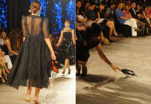 sao Việt,mẫu Việt,mẫu Việt diễn catwalk,sự cố của mẫu Việt,mẫu Việt trên sàn diễn