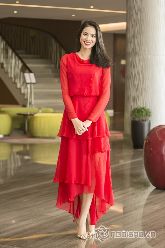 Hoa hậu phạm hương,hoa hậu hoàn vũ 2015,phạm hương diện váy đỏ