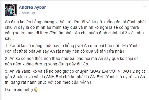 Andrea, Andrea và Yanbi, Andrea say xỉn, sao Việt