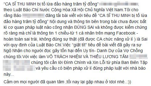 sao Việt,Thu Minh,Thu Minh được minh oan,Thu Minh bị tố trốn nợ