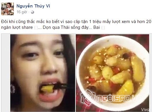 Thúy Vi, hot girl Thúy Vi, Thúy Vi ăn con đuông dừa, clip Thúy Vi ăn con đuông dừa, Thúy Vi lên báo Thái Lan, giới trẻ 