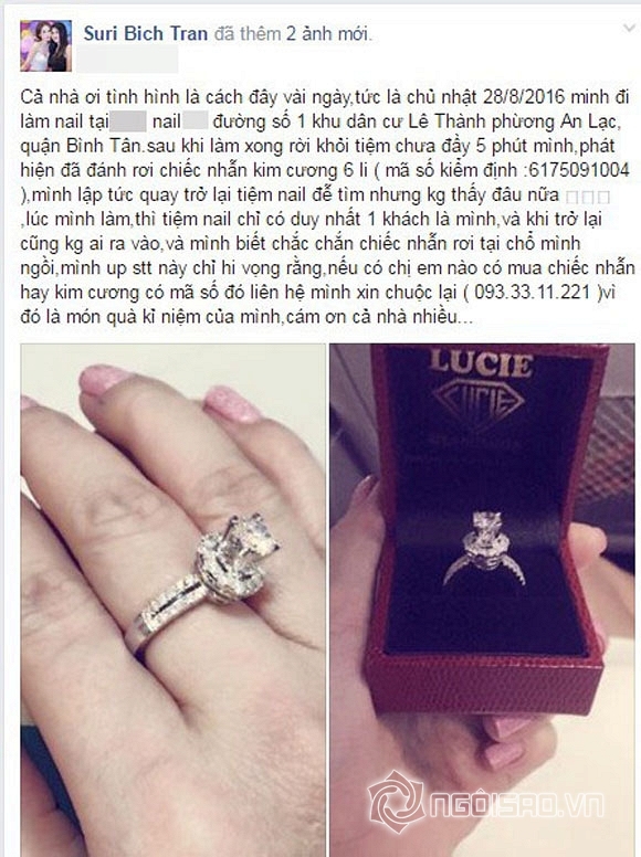 Chị gái Ngọc Trinh, Chị gái Ngọc Trinh mất nhẫn kim cương, Ngọc Trinh