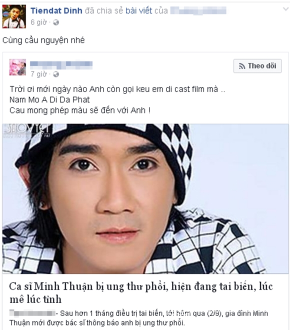 Ca sĩ minh thuận,minh thuận bị ung thư,sao việt sốc trước tin minh thuận ung thư