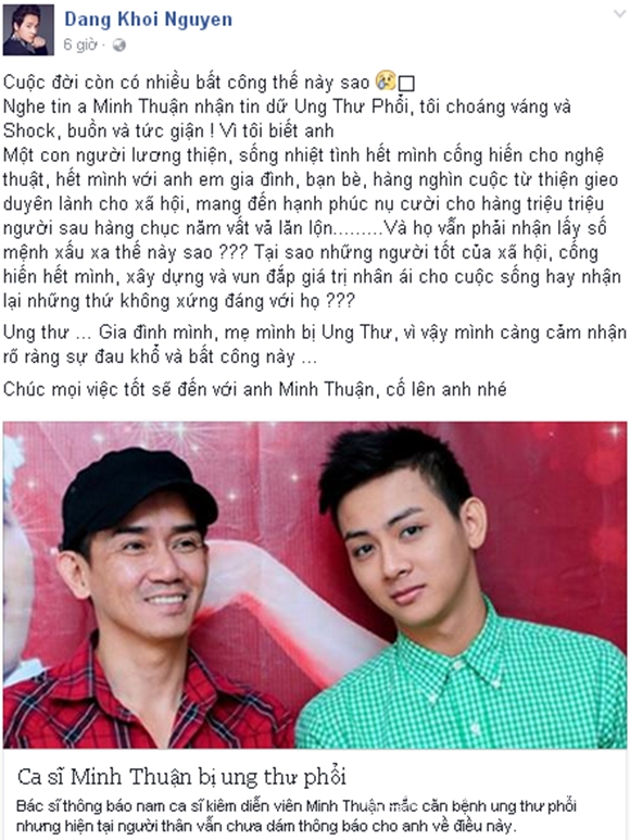 Ca sĩ minh thuận,minh thuận bị ung thư,sao việt sốc trước tin minh thuận ung thư