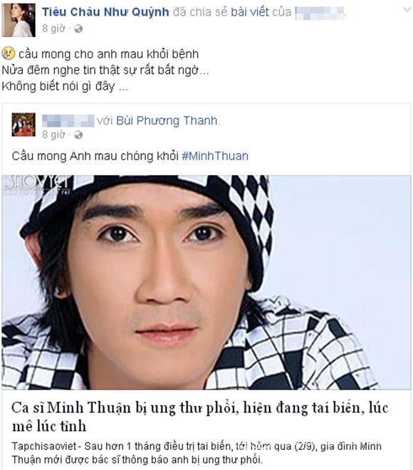 Ca sĩ minh thuận,minh thuận bị ung thư,sao việt sốc trước tin minh thuận ung thư