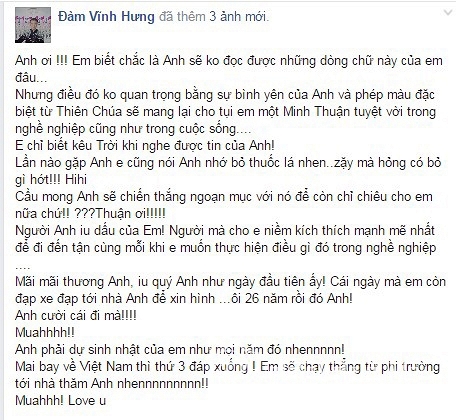 Minh Thuận, Minh Thuận bị ung thư, Minh Thuận ung thư phổi, Đàm Vĩnh Hưng