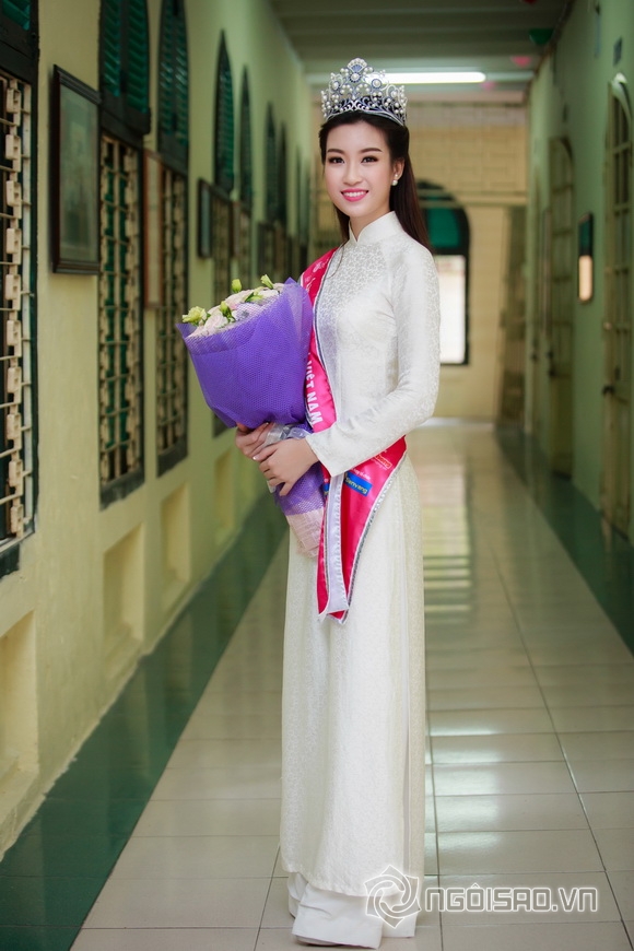 Hoa hậu mỹ linh,hoa hậu việt nam 2016,mỹ linh về trường cũ