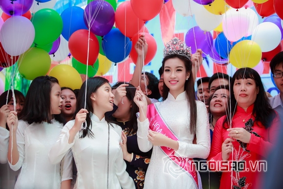 Hoa hậu mỹ linh,hoa hậu việt nam 2016,mỹ linh về trường cũ