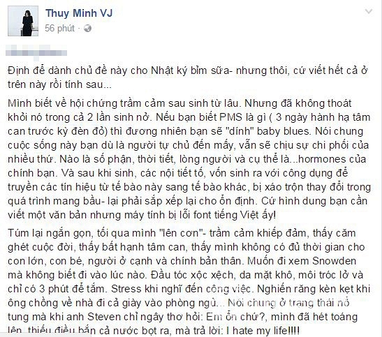 sao việt, sao Việt trầm cảm sau sinh, MC Thùy Minh, MC Thùy Minh sinh con, MC Thùy Minh bị trầm cảm sau sinh