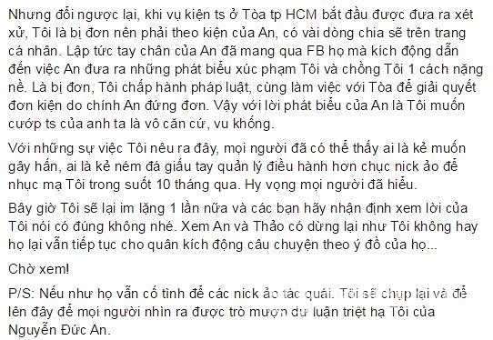 sao việt, sao việt kiện tụng, ngọc thúy, ngọc thúy nhắn nguyễn đức an và phan như thảo, đại gia đức an, phan như thảo