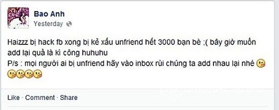sao Việt, sao Việt bị hack facebook, mục đích của hacker khi lấy facebook sao Việt