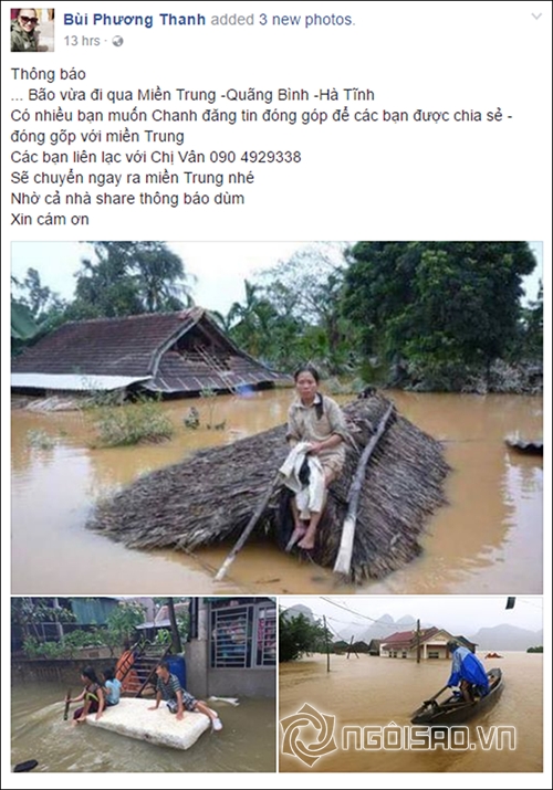 sao Việt, sao Việt kêu gọi giúp đỡ miền Trung, bão số 7