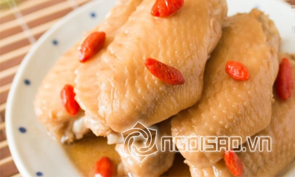 Mục sở thị món canh gà chiên, cánh gà chiên màu xanh, cánh gà chiên,địa chỉ ăn ngon