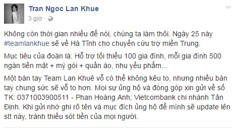 sao Việt, sao Việt ủng hộ đồng bào miền Trung, Phan Anh, Ngọc Trinh