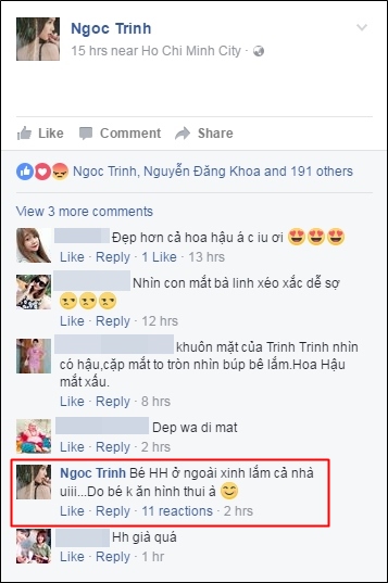 Ngọc Trinh, Hoa hậu mỹ linh, Ngọc Trinh bênh hoa hậu mỹ linh, sao việt