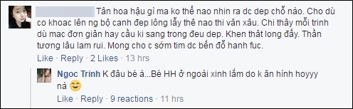 Ngọc Trinh, Hoa hậu mỹ linh, Ngọc Trinh bênh hoa hậu mỹ linh, sao việt