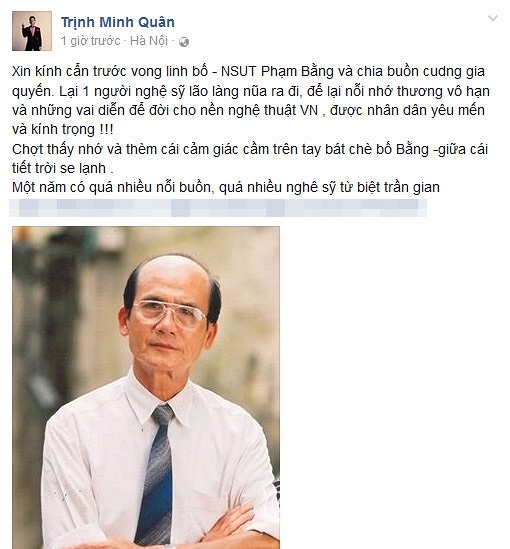 sao Việt,NSƯT Phạm Bằng qua đời,sao Việt qua đời,sao Việt đau buồn