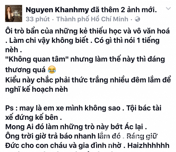 Khánh My, Khánh My bị ném sơn đỏ, xe Khánh My bị ném sơn đỏ, diễn viên khánh my, sao Việt