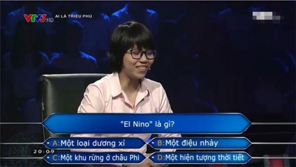 ai là triệu phú, cô gái thi ai là triệu phú, cô gái không biết canh cua nấu với gì, cô gái không biết El Nino là gì