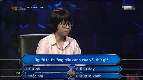 ai là triệu phú, cô gái thi ai là triệu phú, cô gái không biết canh cua nấu với gì, cô gái không biết El Nino là gì