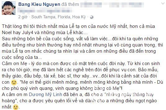 sao việt, sao việt đón lễ tạ ơn, lễ tạ ơn, sao việt ở hải ngoại 