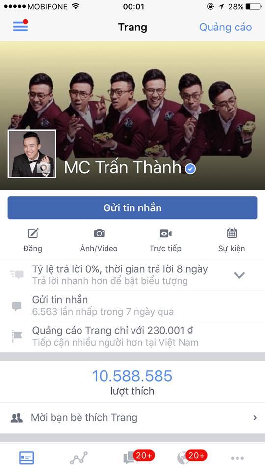 Trấn Thành, diễn viên hài Trấn Thành, fanpage Trấn Thành, sao Việt