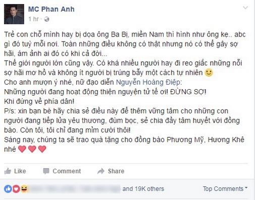 sao Việt, hành động đẹp của sao Việt, sao Việt hành động đẹp nhất, MC Phan Anh, ca sĩ Mỹ Tâm
