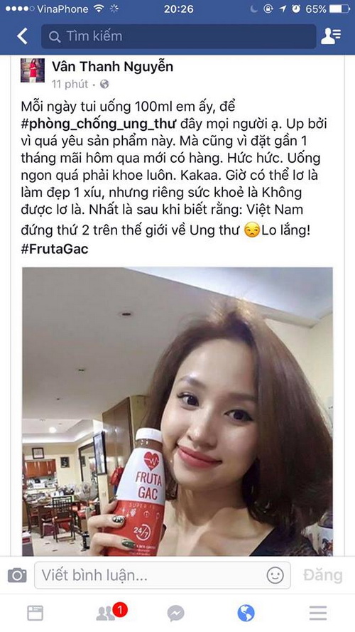 Vân Hugo, Thanh Vân Hugo, nước uống làm đẹp Gacday