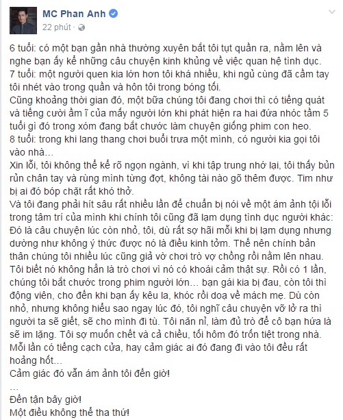MC Phan Anh, MC Phan Anh bị lạm dụng tình dục, MC Phan Anh lạm dụng tình dục, sao Việt