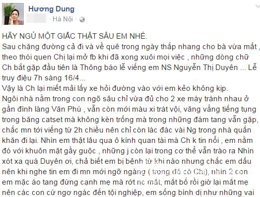 sao việt, hương duyên, diễn viên hương duyên, hương duyên qua đời, hoàn cảnh của hương duyên 