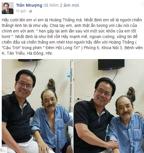 Nghệ sĩ Hoàng Thắng, Nghệ sĩ Hoàng Thắng bị ung thư phổi, sao Việt, 'Đêm hội Long Trì', 'Cậu Trời' 