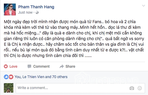 Thanh Hằng, siêu mẫu Thanh Hằng, Thanh Hằng được tặng nhà, sao Việt