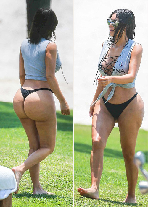 Kim Kardashian, sao Hollywood, Kim siêu vòng 3, Kim lộ vòng 3 sần sùi