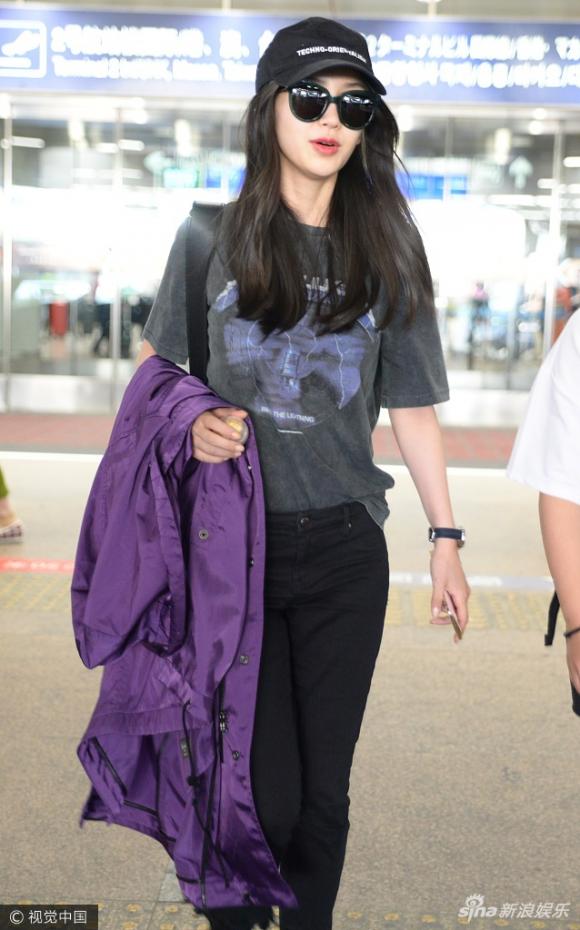 Diễn viên Angela Baby,Diễn viên Angelababy,Angela Baby thời trang sân bay,Angela Baby thời trang, sao Hoa ngữ