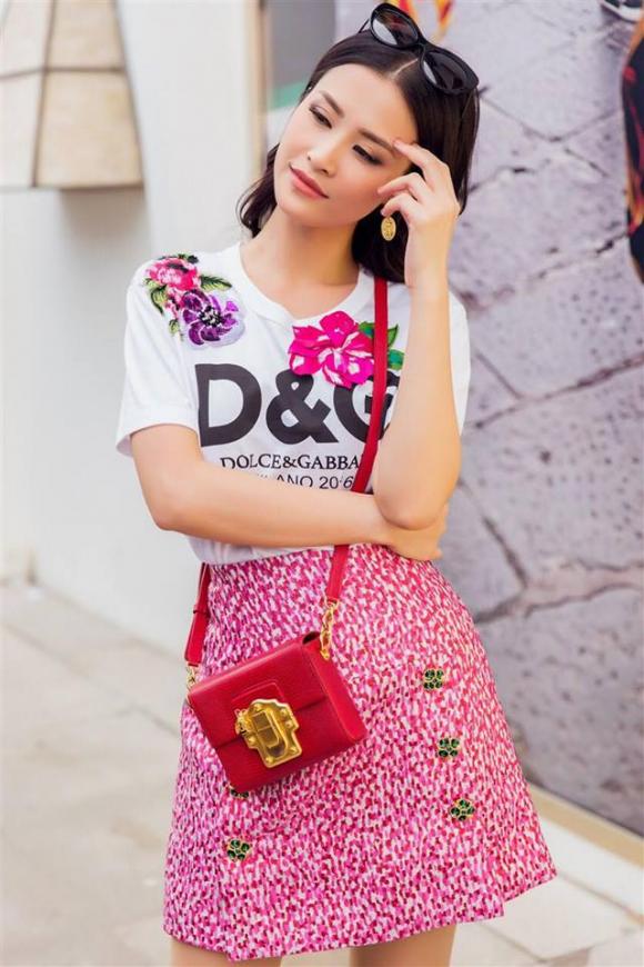 thời trang sao,sao Việt,Đông Nhi,Minh Hằng,Mâu Thủy,Jolie Nguyễn,hàng hiệu,áo thun trắng,Dolce&Gabbana