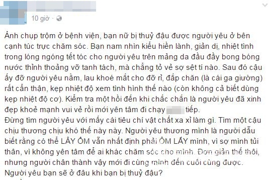 giới trẻ, chăm người yêu, người yêu, chăm người yêu bị thủy đậu